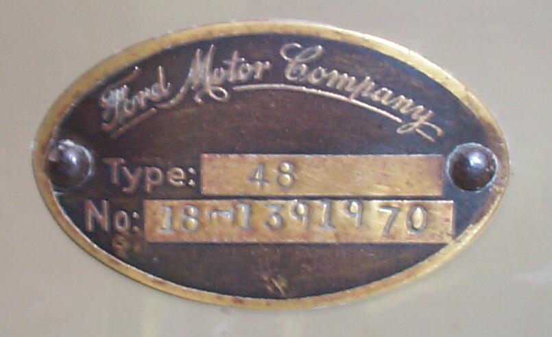 1934 Ford vin number location #3